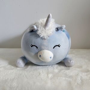 Squishmallow Laying Hug Mees Devla Blue White Tie Dye Unicorn 8" Plush Kellytoy